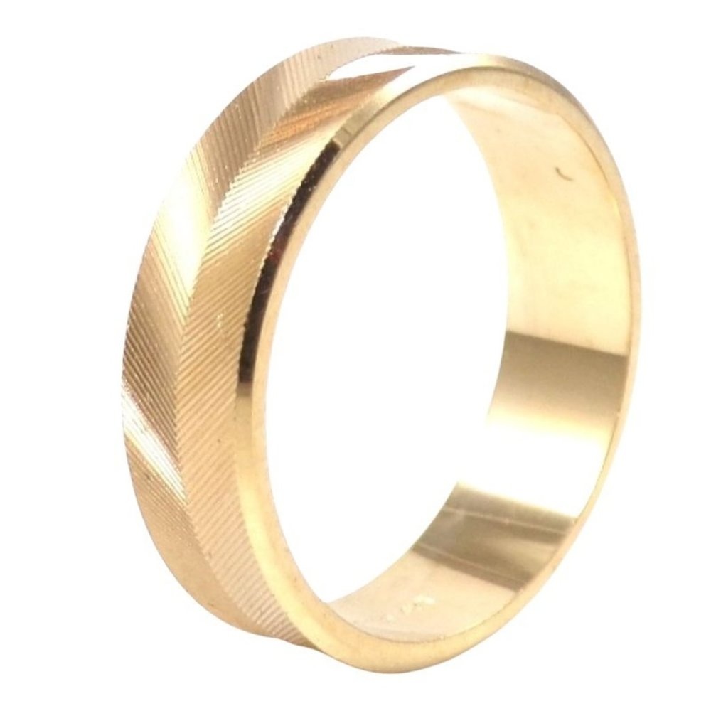 Solid 14K Yellow Gold Diamond Cut Herringbone Eternity Wedding Ring Band SZ 5.5